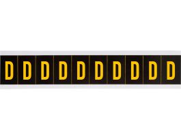Outdoor Vinyl 1 in Yellow on Black Letters D Card of 10 Labels