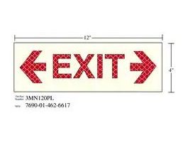3M™ Photoluminescent Film 6900, Shipboard Sign 3MN117PL, 24 in x 8 in, EXIT with Double Arrow, 10/Package