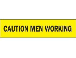 Caution Men Working Barricade Tape, Polyethylene with Cotton Webbing, Black on Yellow, 3" x 500'