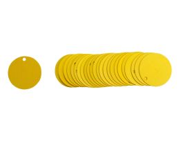 Blank Valve Tags, 1-1/2" Dia, Aluminum, Yellow