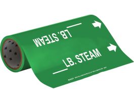 LB. Steam Pipe Marker, 30' H x 12" W, Roll of 30', Fits Pipes 2.5" Dia. Thru 6" Dia.