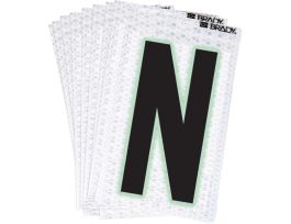 Glow in the Dark 2 in Black, Green Glow on Silver Letter N 10/PK