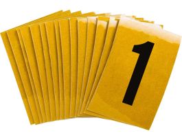 BradyLite 1 in Reflective Numbers Black on Yellow, 1 25/PK