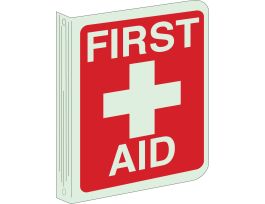 BradyGlo L First Aid Sign, 12" H x 9" W x 0.063" D, Polystyrene