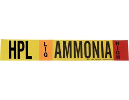HPL LIQ AMMONIA HIGH Pipe Marker, 4" H x 24" W, Fits Pipes 8" Dia. or Larger