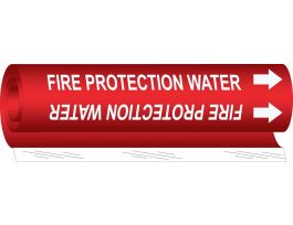 FIRE PROTECTION WATER Pipe Marker, 8" H x 5" W, Fits Pipes 0.5" Dia. Thru 1.375" Dia.