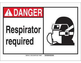 BradyGlo DANGER Respirator Required Sign, 7" H x 10" W x 0.063" D, Polystyrene