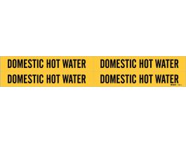 Domestic Hot Water Pipe Marker, 1.125" H x 7" W, Card of 4 Each, Fits Pipes 0.75" Dia. Thru 2.375" Dia.