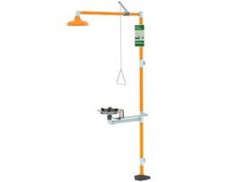 Combination Safety Shower with Eyewash, Barrier-Free Shower with WideArea Eye/Face Wash, Stainless Steel Bowl and ABS Plastic Shower Head