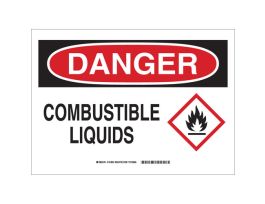 DANGER Combustible Liquids w/Pictogram Sign, 7" H x 10" W x 0.06" D, Polystyrene