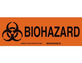 Biohazard Sign, 3.5" H x 10" W x 0.035" D, Aluminum