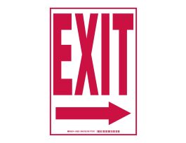 Exit Sign, 14" H x 10" W x 0.006" D, Arrow Direction: Right
