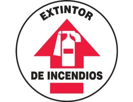 Slip-Gard Floor Sign, Fire Extinguisher (w/Arrow Graphic), 17" Round, EA