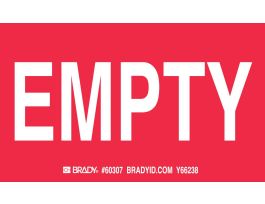 EMPTY Labels, 3" H x 5" W x 0.0038" D, White on Red