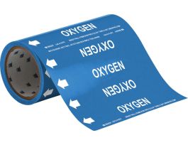 OXYGEN Pipe Marker, 30' H x 8" W, Roll of 30', Fits Pipes 2" Dia. or Smaller