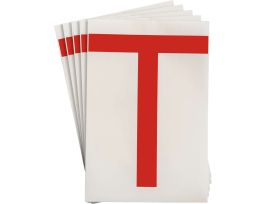 ToughStripe® Floor Marking Polyester 8 in Label Letter T Red 20/PK