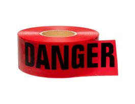 Standard Barricade Tape Roll -  Polyethylene, DANGER, Black on Red, 3"  x 1000'