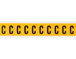 Outdoor Vinyl 1 in Black on Yellow Letters C Card of 10 Labels