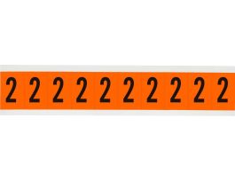 Outdoor Vinyl 2 in Black on Orange Numbers 2 Card of 10 Labels