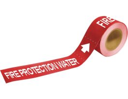 Self-Adhesive Pipe Marker: FIRE PROTECTION WATER, 2" H x 12" W, Roll of 25 Each, Fits Pipes 2.5" Dia. Thru 6" Dia.