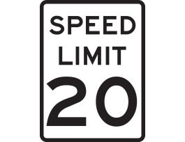 Speed Limit 20 Sign, 24" H x 18" W x 0.090" D, Aluminum