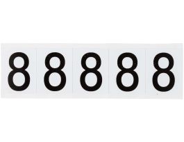 Vinyl 1.938 in Numbers and Letters Black on White 8 Card of 5 Labels
