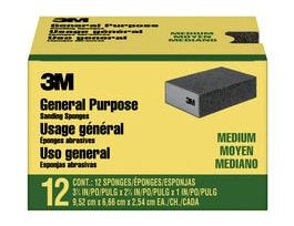 3M™ General Purpose Sanding Sponge CP002-12P, Block, 3 3/4 in x 2 5/8 in x 1 in, Medium, 12/pk, 4 pks/cs