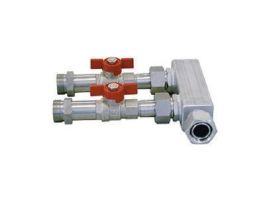 2-WAY HEADER WITH BALL VALVES, M24X1.5