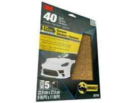 3M™ Sandpaper, 32118, 9 in x 11 in, 40 Grit, 5 sheets per pack, 20 packs per case