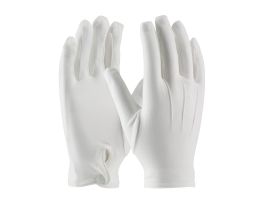 100% Stretch Nylon Dress Glove, Wht., Snap Closure, MD