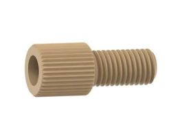 Super Flangeless Nut, Standard Knurl, Red PEEK, 1/32" or 1/16" OD Tubing, 1/4-28 Flat Bottom; 1/EA