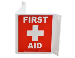 BradyGlo V First Aid Sign, 12" H x 9" W x 0.063" D, Polystyrene