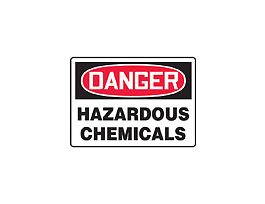 Safety Sign, Danger - Hazardous Chemicals, 7" x 10", Plastic