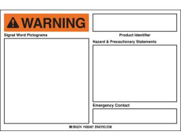 Blank WARNING GHS Labels, 4" H x 6" W x .004" D, Vinyl