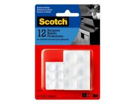 Scotch™ Square Bumpers, SP955-NA, 1/2 in and 3/4 in, Clear, 12pk