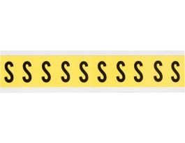 Repositionable Vinyl 1 in Black on Yellow, Letters S Card of 10 Labels