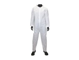 West Chester, 45g White SMS Coverall, Zipper Front and Collar , LG