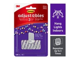 Command® Adjustables™ Repositionable 1/2 lb Clips, 6 Clips, 12 Strips 17840CLR-6ES