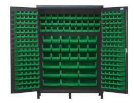 CABINET W/227 GREEN BINS STL 60X24X84IN