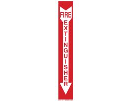 BradyGlo Fire Extinguisher Sign, 24" H x 4" W x 0.008" D, Red on Glow, Polyester