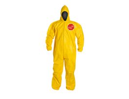 Tychem® 2000 Coverall, Hood, Elastic Wrists and Ankles, Storm Flap, Bound Seams, 12/CS, Yellow