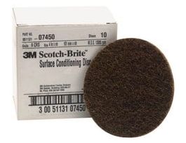 Scotch-Brite™ Surface Conditioning Disc, SC-DH, 07450, A/O Coarse, 4 in x NH, 10/Carton, 40 ea/Case