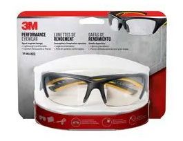 3M™ Safety Eyewear 90212-HZ4, Gray Frame Yellow Accent, Clr/AF & Scratch Resistant Lens, 4/cs