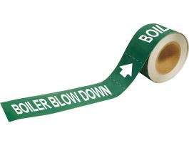 Boiler Blow Down Pipe Marker, 1" H x 8" W, Roll of 25 Each, Fits Pipes 1.5" Dia. Thru 2" Dia.