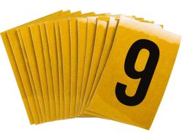 BradyLite 1 in Reflective Numbers Black on Yellow, 9 25/PK