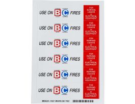 USE ON B: FLAMMABLE LIQUIDS C: ELECTRICAL EQUIPMENT FIRES FOR BURNING LIQUIDS… Labels