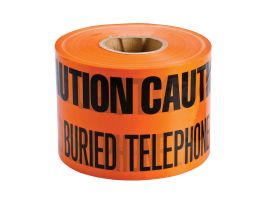 Identoline® Underground Tape Roll - Polyethylene, CAUTION BURIED TELEPHONE LINE BELOW, Black on Orange, 6" x 1000'
