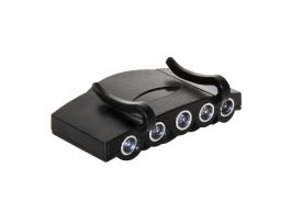 LED Cap Light for HardCap A1+ Bump Cap, Clips on Brim, 5 White LED's