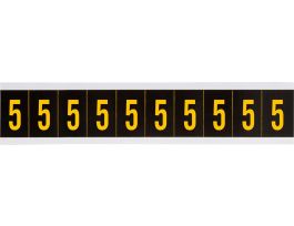Outdoor Vinyl 1 in Yellow on Black Numbers 5 Card of 10 Labels