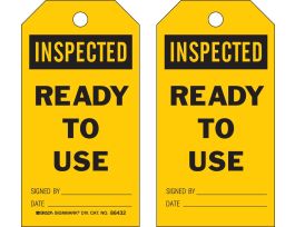 Safety Inspection Tag INSPECTED Paper 5.75 x 3  Black on Yellow 100/PK